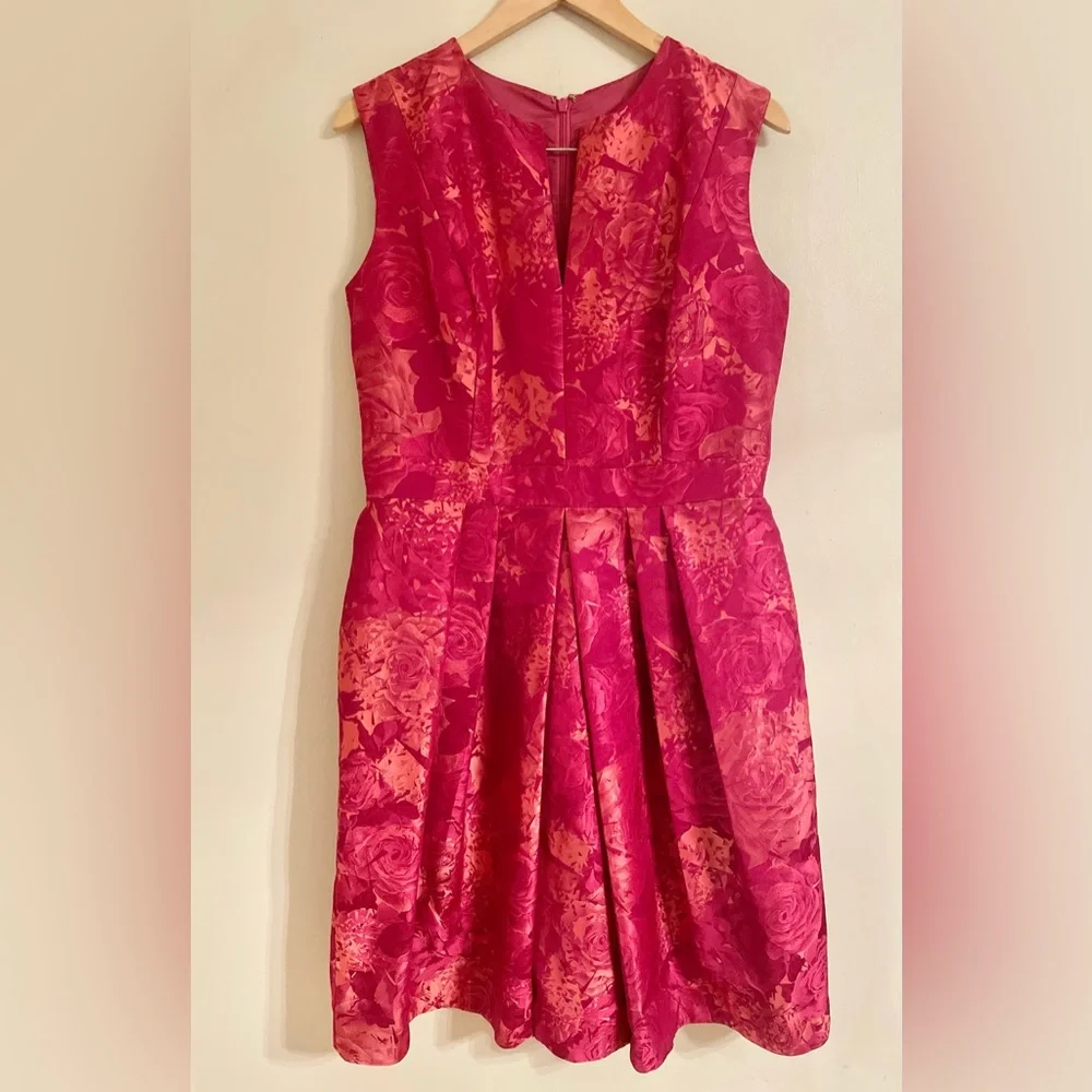 Carmen Marc Valvo Gorgeous Floral Jacquard A-Line Cocktail Dress Size 12 - EUC - Picture 2 of 13